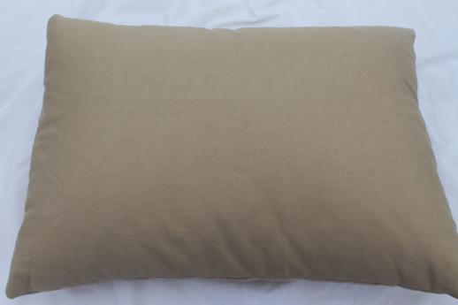 photo of vintage feather pillow, rustic camp / camping pillow w/ brown cotton twill cover #2