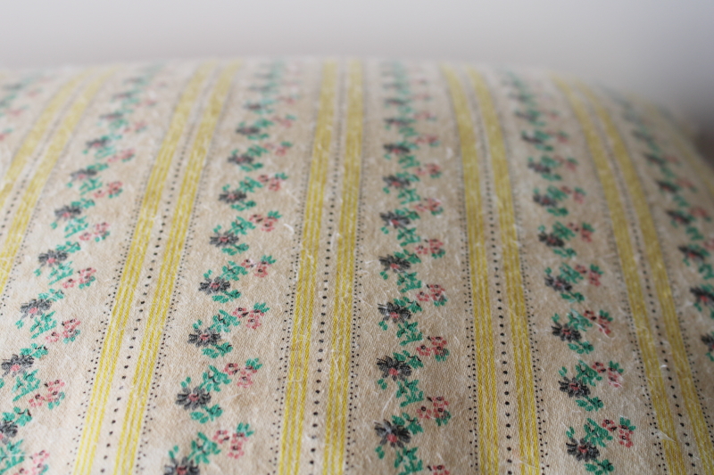 photo of vintage feather pillow, soft floral striped cotton ticking fabric cover #3