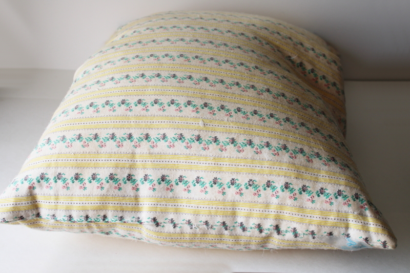 photo of vintage feather pillow, soft floral striped cotton ticking fabric cover #5