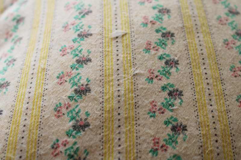 photo of vintage feather pillow, soft floral striped cotton ticking fabric cover #6