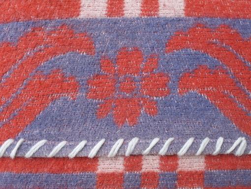 photo of vintage feather pillows, hand-stitched old cotton camp blanket covers #6