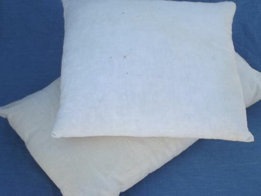 photo of vintage feather pillows in primitive old cotton grain sack fabric  #1