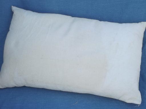 photo of vintage feather pillows in primitive old cotton grain sack fabric  #3