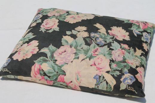 photo of vintage feather pillows w/ lovely shabby old floral cotton fabric cover #1