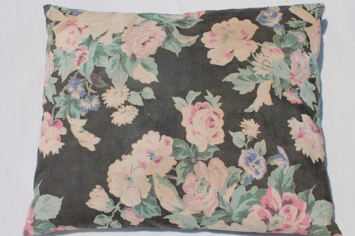 photo of vintage feather pillows w/ lovely shabby old floral cotton fabric cover #4