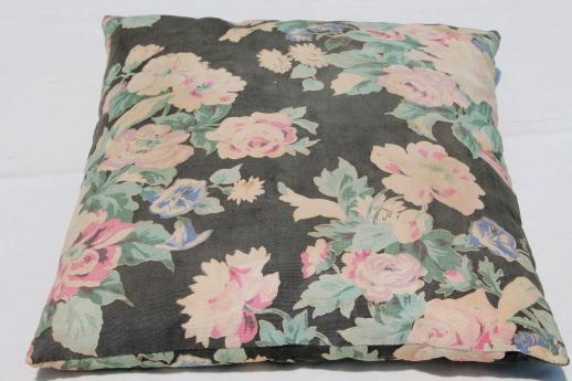 photo of vintage feather pillows w/ lovely shabby old floral cotton fabric cover #5