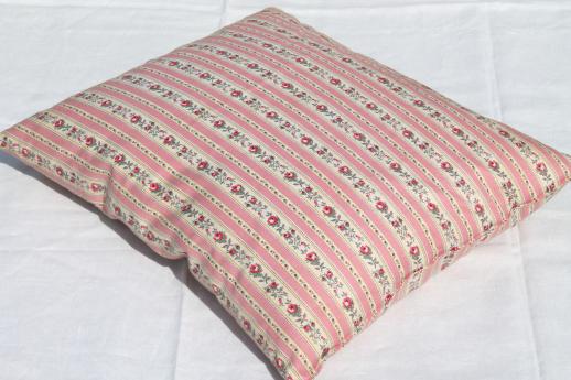 photo of vintage feather pillows w/ shabby flowered stripe cotton ticking fabric #3