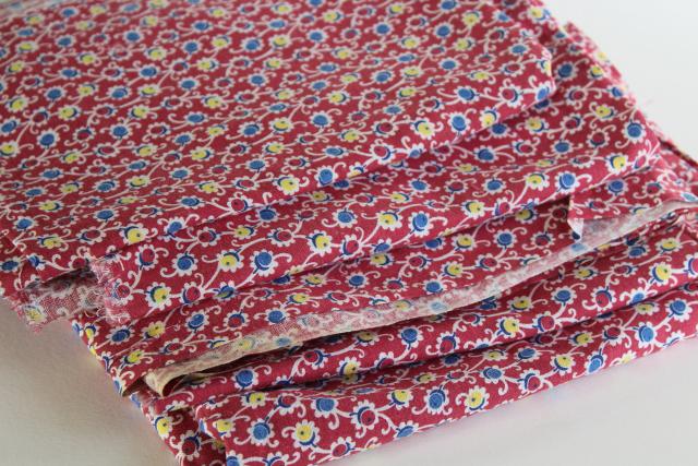 photo of vintage feed sack fabric, flower print cotton lot of matching feedsacks for quilting / sewing #1