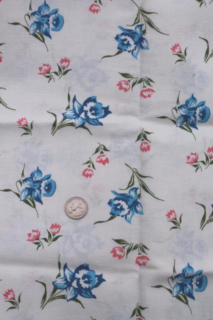 photo of vintage feed sack fabric lot, flowered print cotton feedsacks for sewing / crafts #4