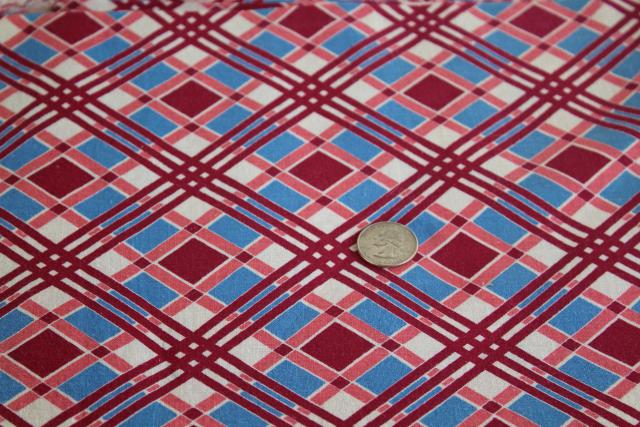 photo of vintage feed sack fabric, plaid print cotton lot of matching feedsacks for quilting / sewing #1