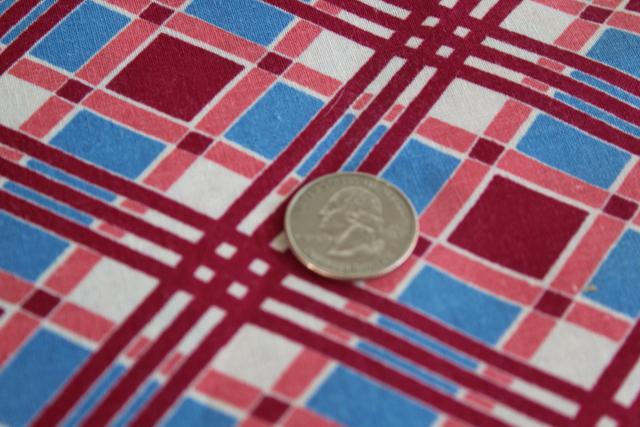 photo of vintage feed sack fabric, plaid print cotton lot of matching feedsacks for quilting / sewing #2