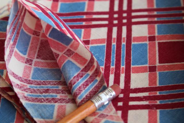 photo of vintage feed sack fabric, plaid print cotton lot of matching feedsacks for quilting / sewing #4