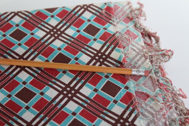 photo of vintage feed sack fabric, plaid print cotton lot of matching feedsacks for quilting / sewing #3