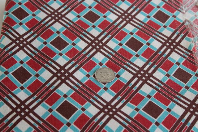 photo of vintage feed sack fabric, plaid print cotton lot of matching feedsacks for quilting / sewing #4