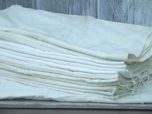 photo of vintage feed sacks & flour sacks, unbleached  cotton grain bag fabric #1