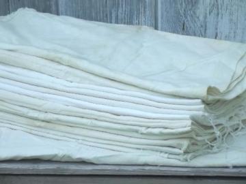 catalog photo of vintage feed sacks & flour sacks, unbleached  cotton grain bag fabric