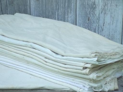 photo of vintage feed sacks & flour sacks, unbleached  cotton grain bag fabric #1