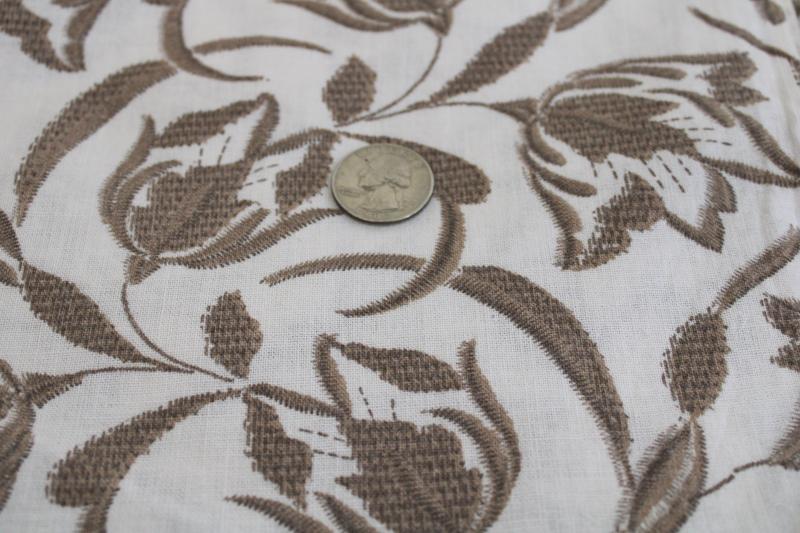 photo of vintage feedsack fabric lot, floral print neutral tan rustic farmhouse style #2