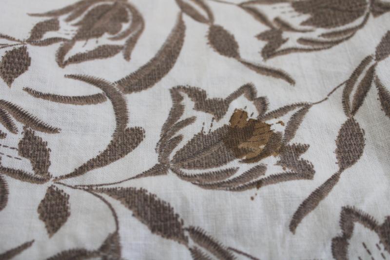 photo of vintage feedsack fabric lot, floral print neutral tan rustic farmhouse style #8