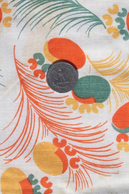 photo of vintage feedsack fabric, shades of orange print cotton florals collection mixed prints #2