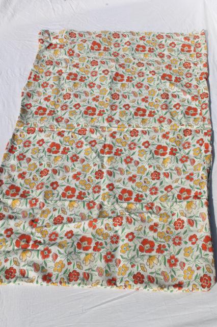 photo of vintage feedsack fabric, shades of orange print cotton florals collection mixed prints #8