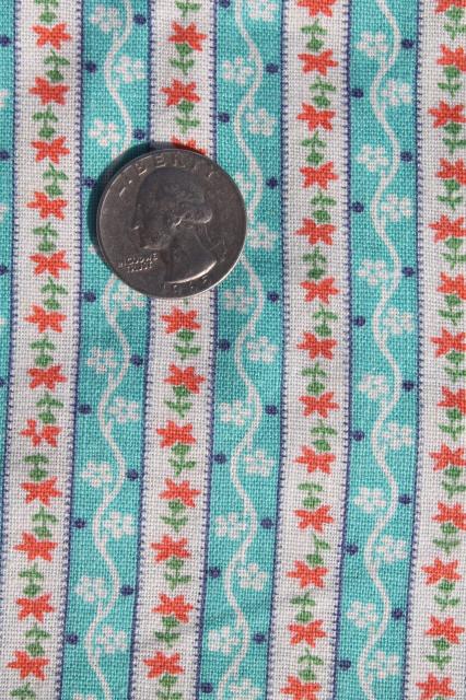 photo of vintage feedsack fabric, shades of orange print cotton florals collection mixed prints #9