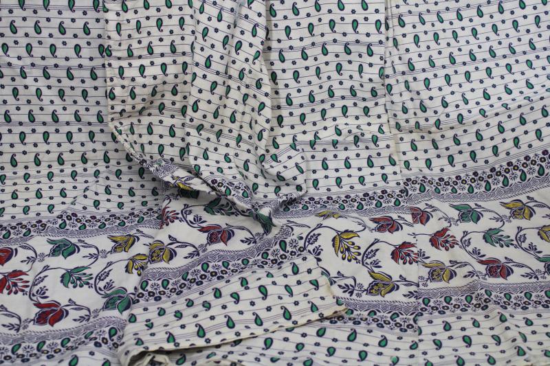 photo of vintage feedsacks lot, whole sacks paisley border print cotton fabric grain bags #1