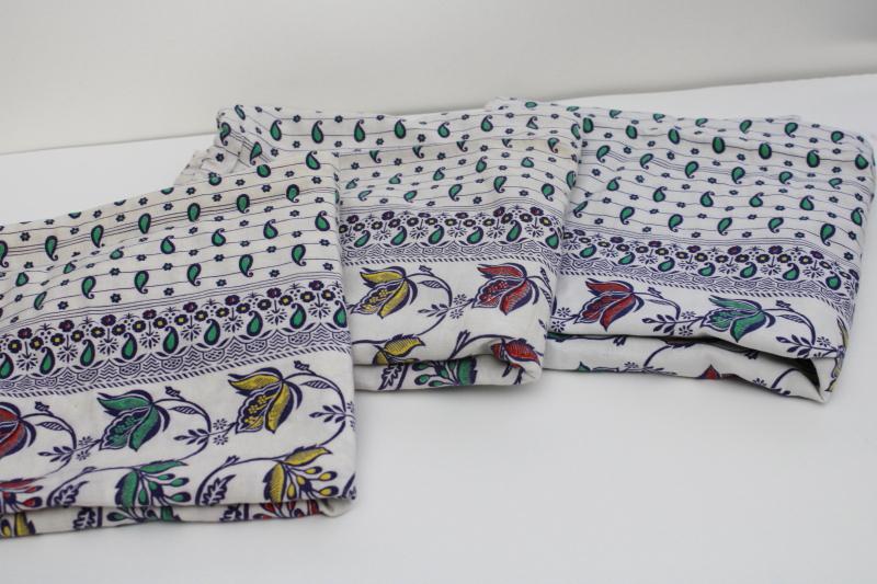 photo of vintage feedsacks lot, whole sacks paisley border print cotton fabric grain bags #2