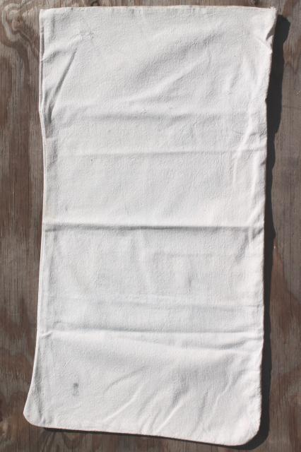 photo of vintage feedsacks w/ old farm advertising graphics, homespun type cotton fabric grain seed sacks #5