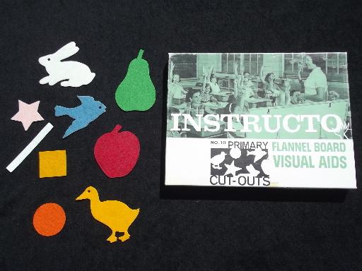 photo of vintage felt cut-out animals, fruit shapes for Instructo flannel board #1