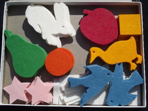 photo of vintage felt cut-out animals, fruit shapes for Instructo flannel board #2