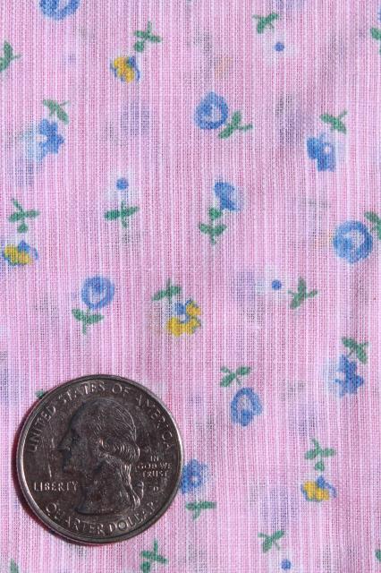 photo of vintage fine cotton dimity, lightweight fabric w/ dainty old fashioned floral print #1