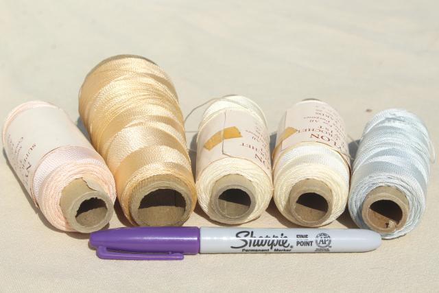 photo of vintage fine nylon thread for crochet, sewing, embroidery, pale pastel colors #6
