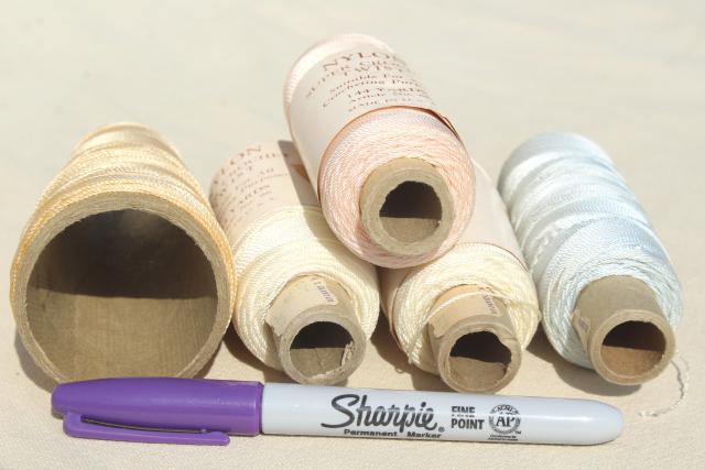photo of vintage fine nylon thread for crochet, sewing, embroidery, pale pastel colors #7