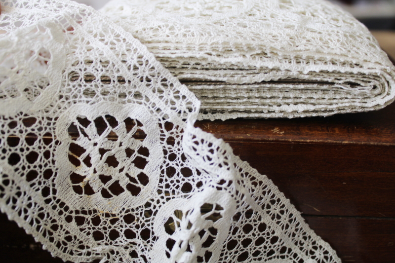 photo of vintage fine thread lace, cotton sewing trim, wide insertion for bridal / heirloom sewing #2