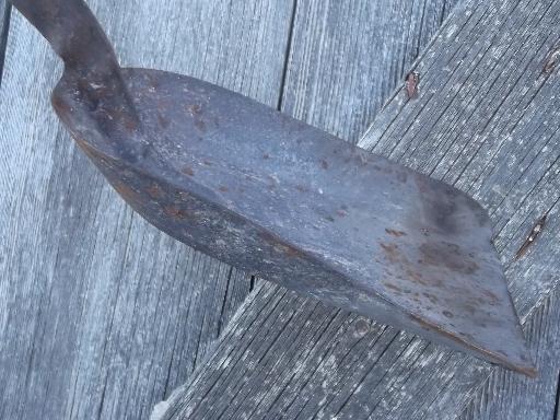 photo of vintage fireplace shovel, small old iron shovel for wood stove or hearth #5