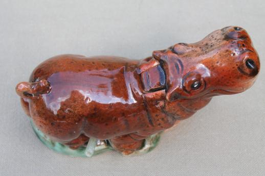 photo of vintage fish tank aquarium decoration, hippo bubbler ceramic figurine Japan #5