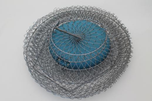 photo of vintage fishing basket, Sportfisher floating wire creel live fish basket #3