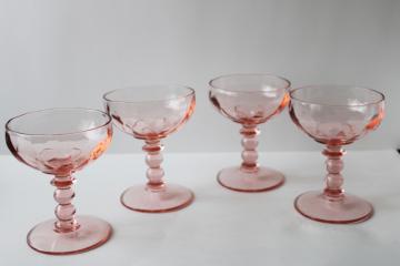 catalog photo of vintage flamingo pink depression glass Heisey Yeoman diamond optic wine glasses or cocktails