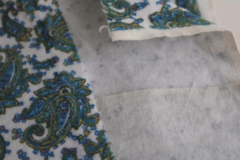 photo of vintage flannel fabric w/ teal & blue paisley print, 100% cotton so soft #2