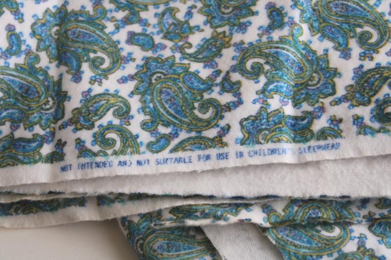 photo of vintage flannel fabric w/ teal & blue paisley print, 100% cotton so soft #3