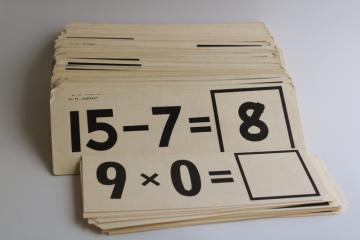 vintage flash cards, cute back to school display, mixed lot math equations cards 