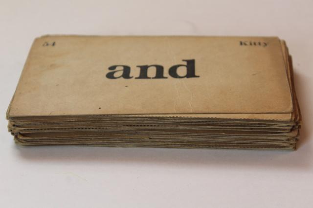 photo of vintage flash cards, early reading reader words retro 40s 50s typography #2