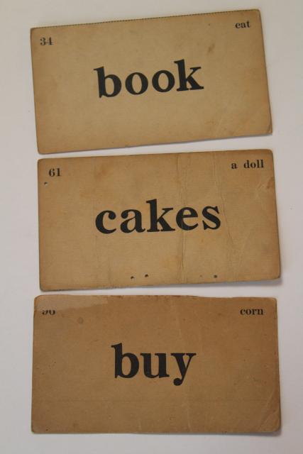 photo of vintage flash cards, early reading reader words retro 40s 50s typography #6