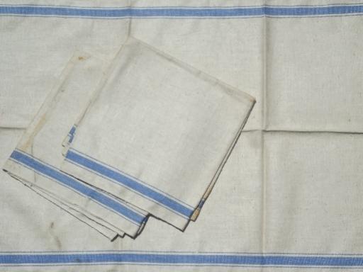 photo of vintage flax linen kitchen towels, unused pure linen fabric towel set #2