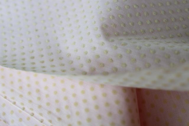 photo of vintage flocked fabric, pindots on pale pink cotton crisp dotted swiss type material #3