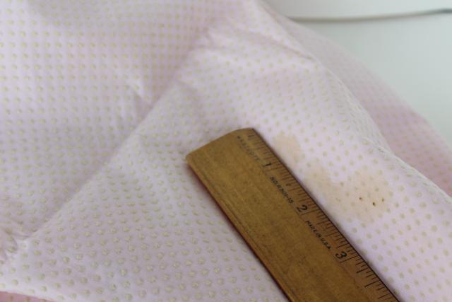 photo of vintage flocked fabric, pindots on pale pink cotton crisp dotted swiss type material #4