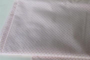 catalog photo of vintage flocked fabric, pindots on pale pink cotton crisp dotted swiss type material