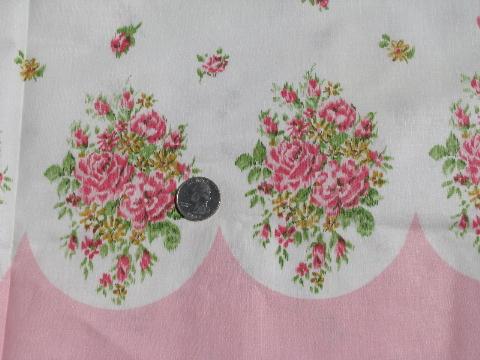 photo of vintage floral border print cotton fabric for making pillowcases #1