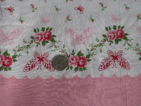 photo of vintage floral border print cotton fabric for making pillowcases #1